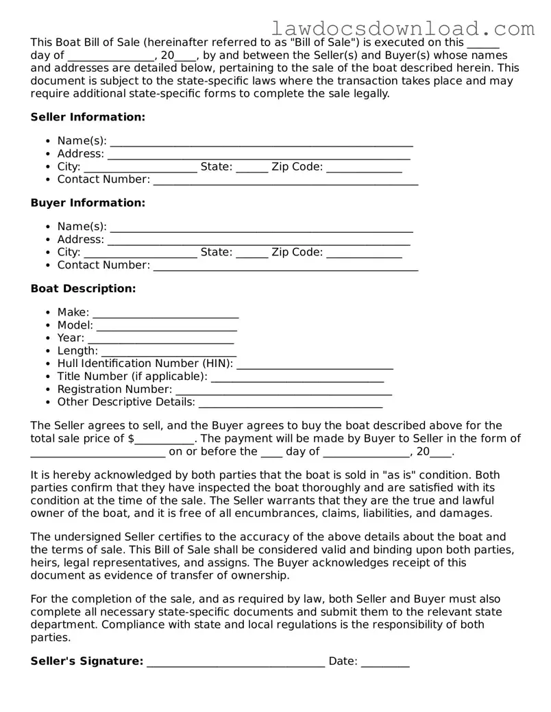 Blank Boat Bill of Sale Template