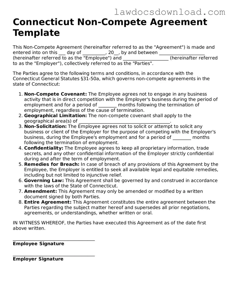 Legal Connecticut Non-compete Agreement Form