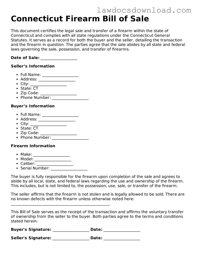 Legal Connecticut Firearm Bill of Sale Form