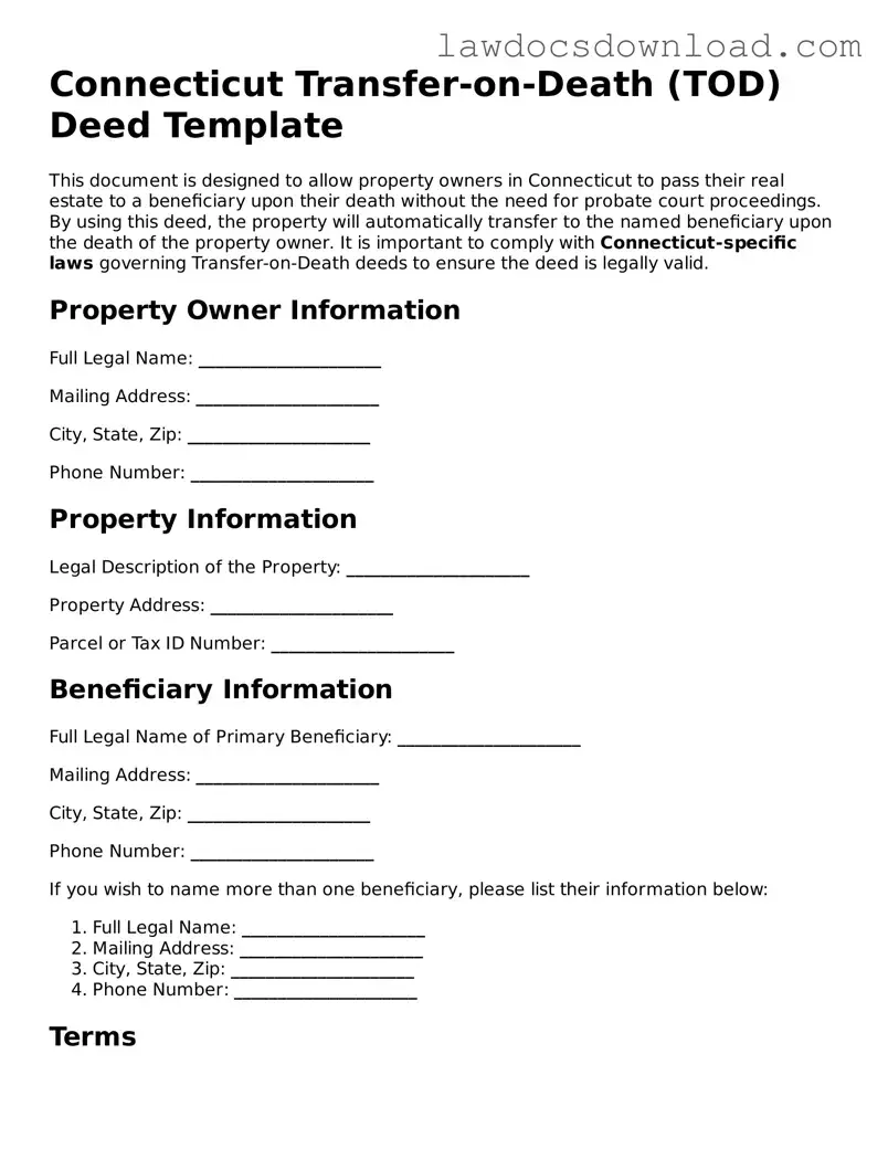 Legal Connecticut Transfer-on-Death Deed Form