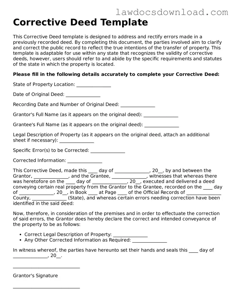 Blank Corrective Deed Template