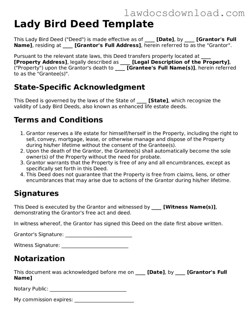 Blank Lady Bird Deed Template