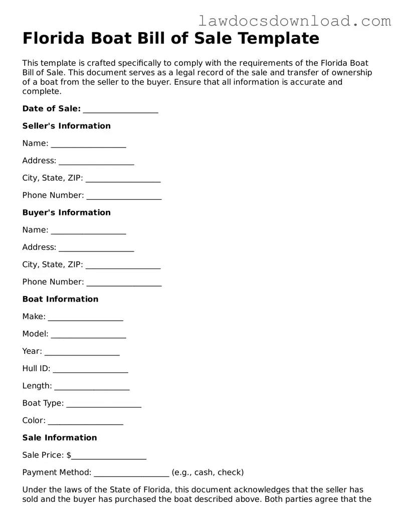 Legal Florida Boat Bill of Sale Form