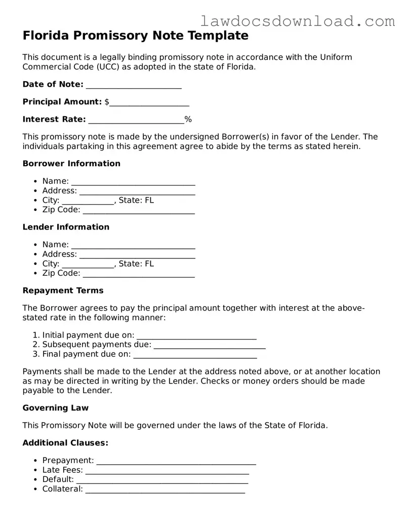 Legal Florida Promissory Note Form