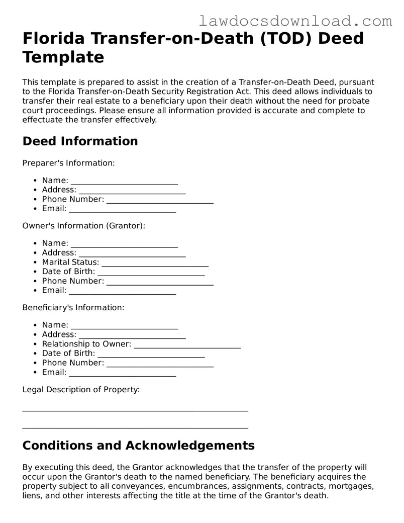Legal Florida Transfer-on-Death Deed Form