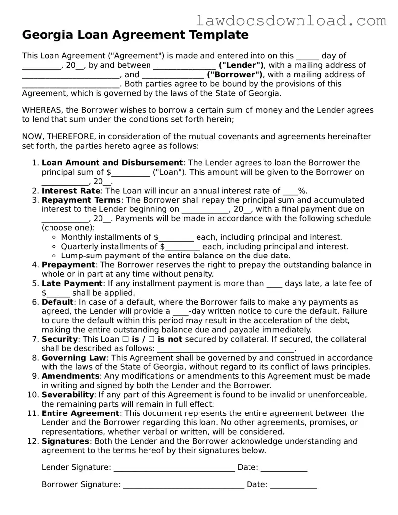 Legal Georgia Loan Agreement Form
