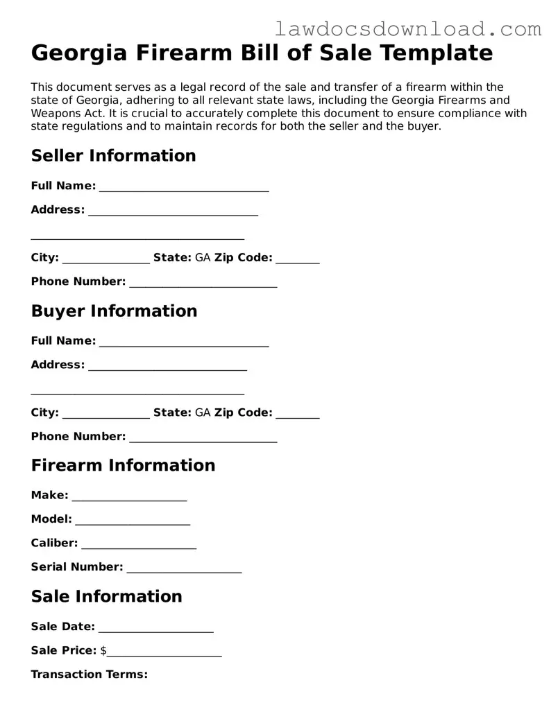 Legal Georgia Firearm Bill of Sale Form