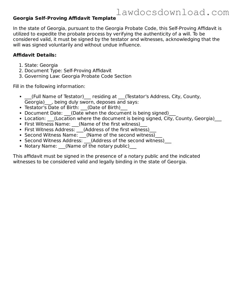Legal Georgia Self-Proving Affidavit Form
