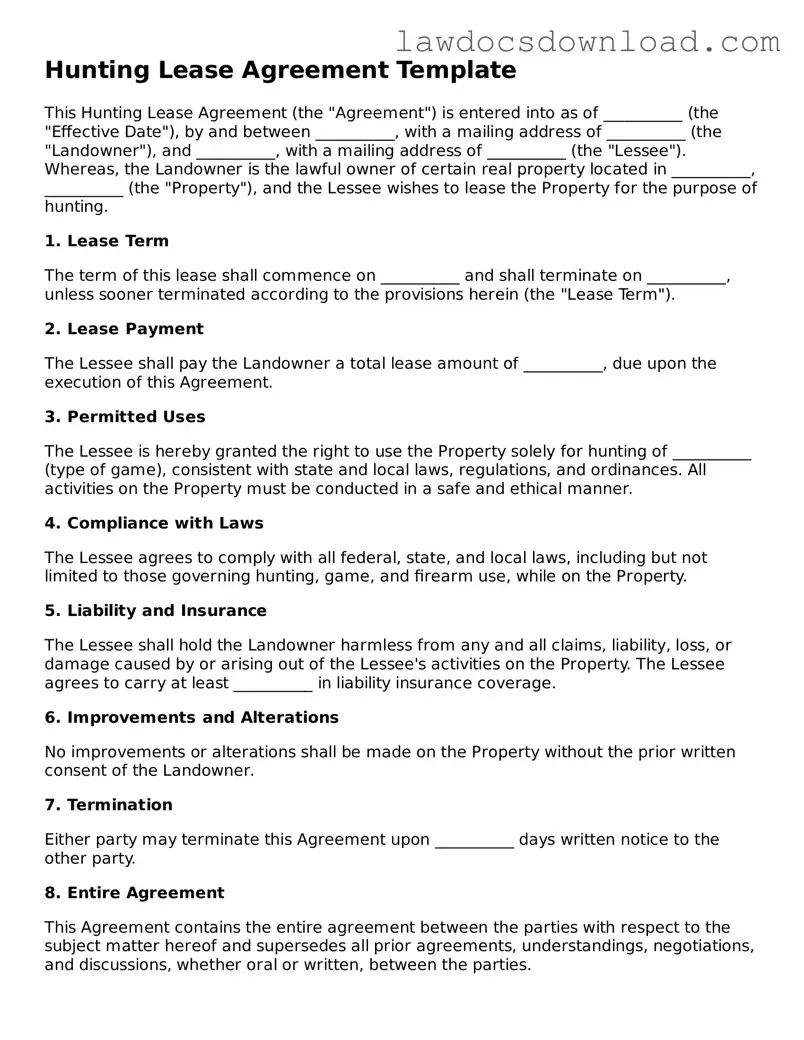 Blank Hunting Lease Agreement Template