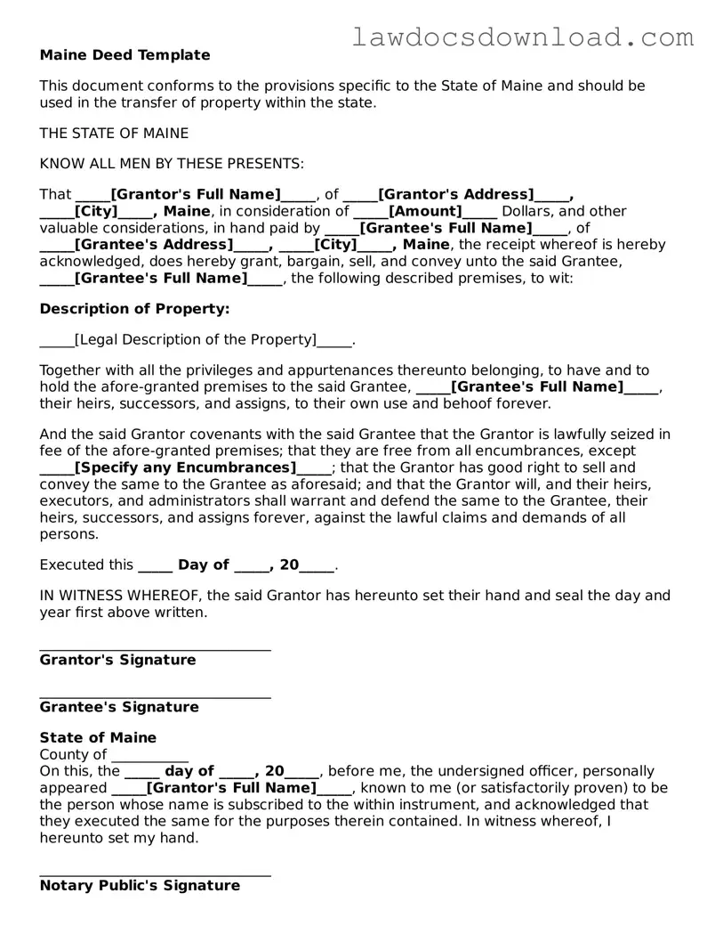 Legal Maine Deed Form
