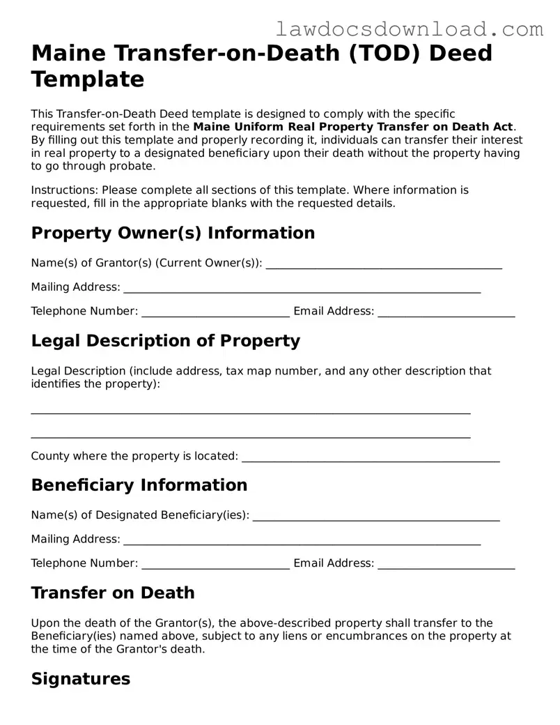 Legal Maine Transfer-on-Death Deed Form