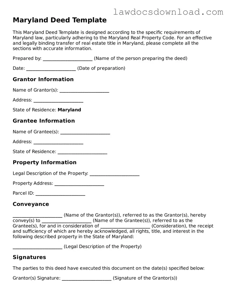 Legal Maryland Deed Form