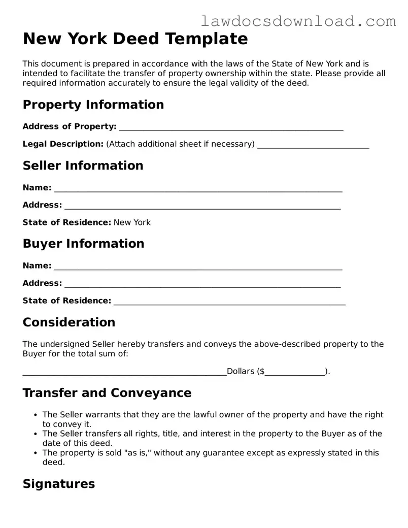 Legal New York Deed Form