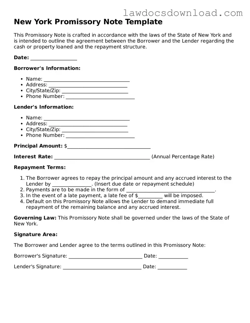 Legal New York Promissory Note Form