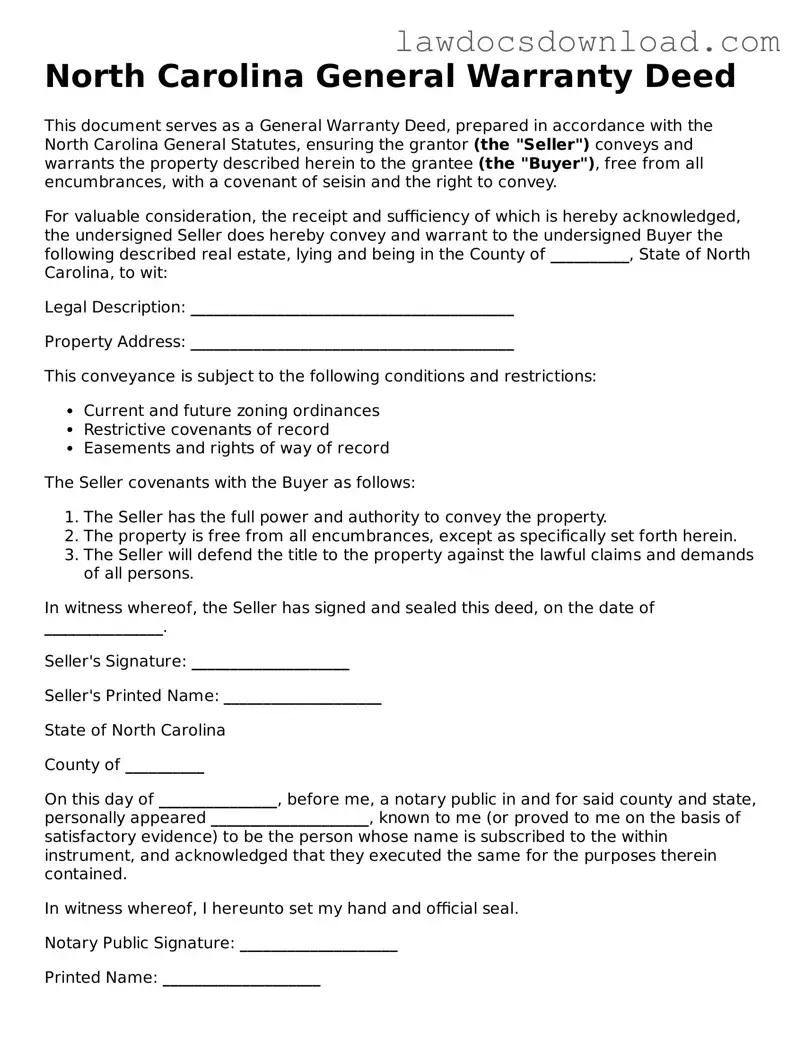 Legal North Carolina Deed Form