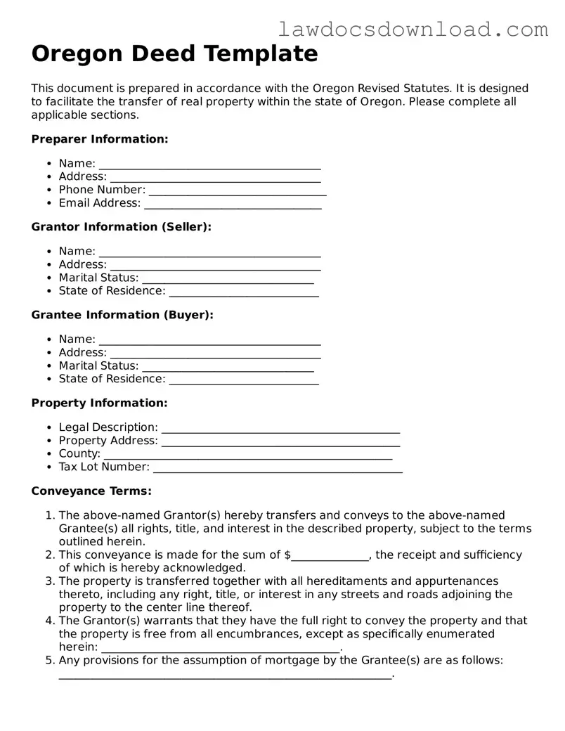 Legal Oregon Deed Form