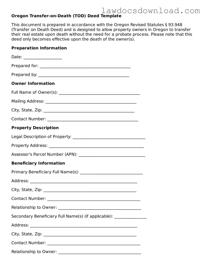 Legal Oregon Transfer-on-Death Deed Form