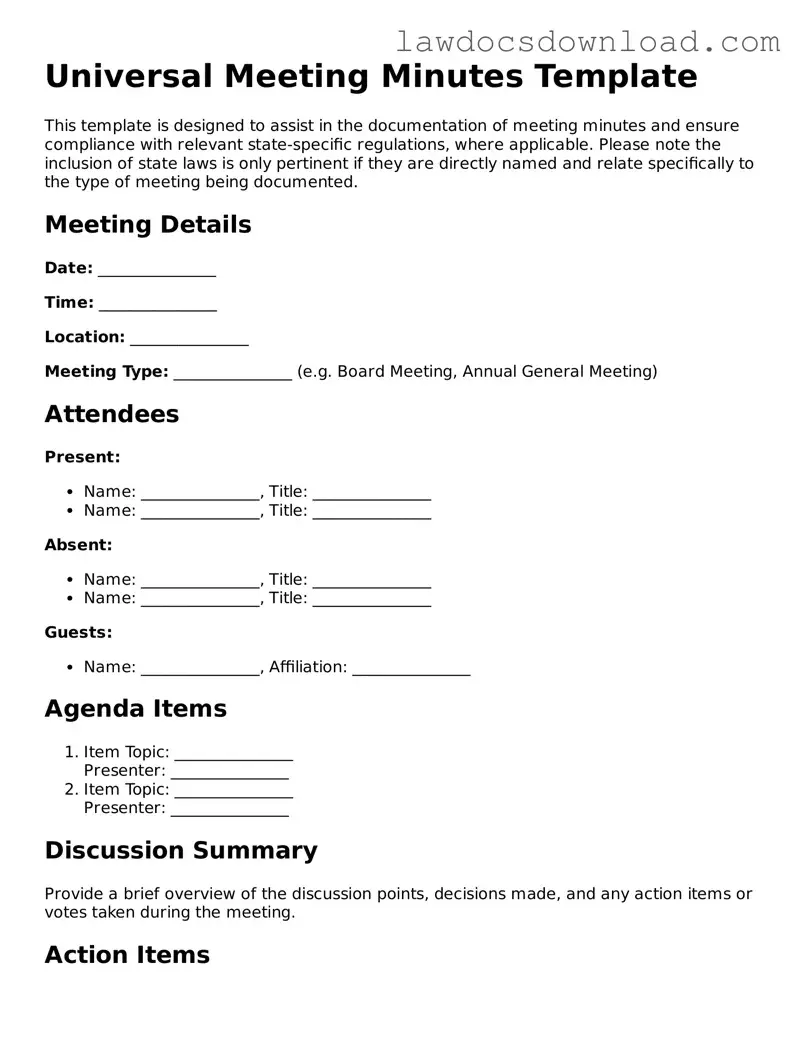 Blank Meeting Minutes Template