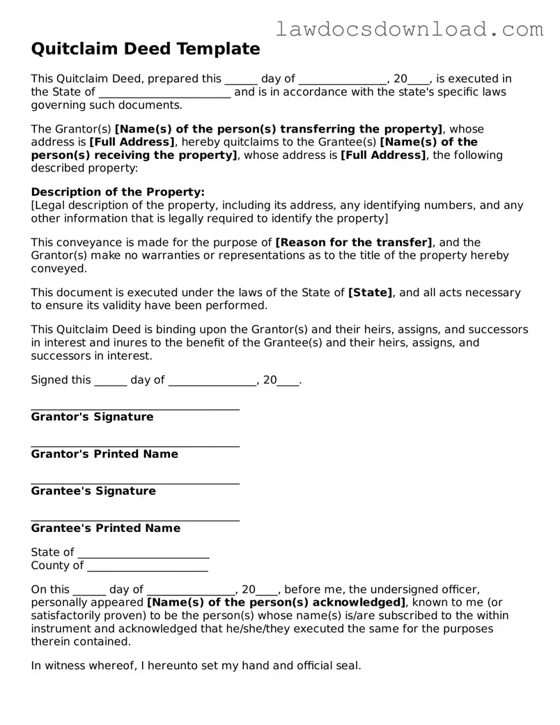 Blank Quitclaim Deed Template