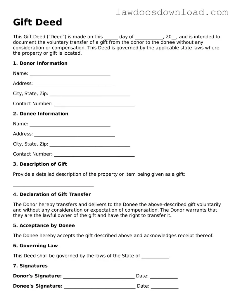 Blank Gift Deed Template