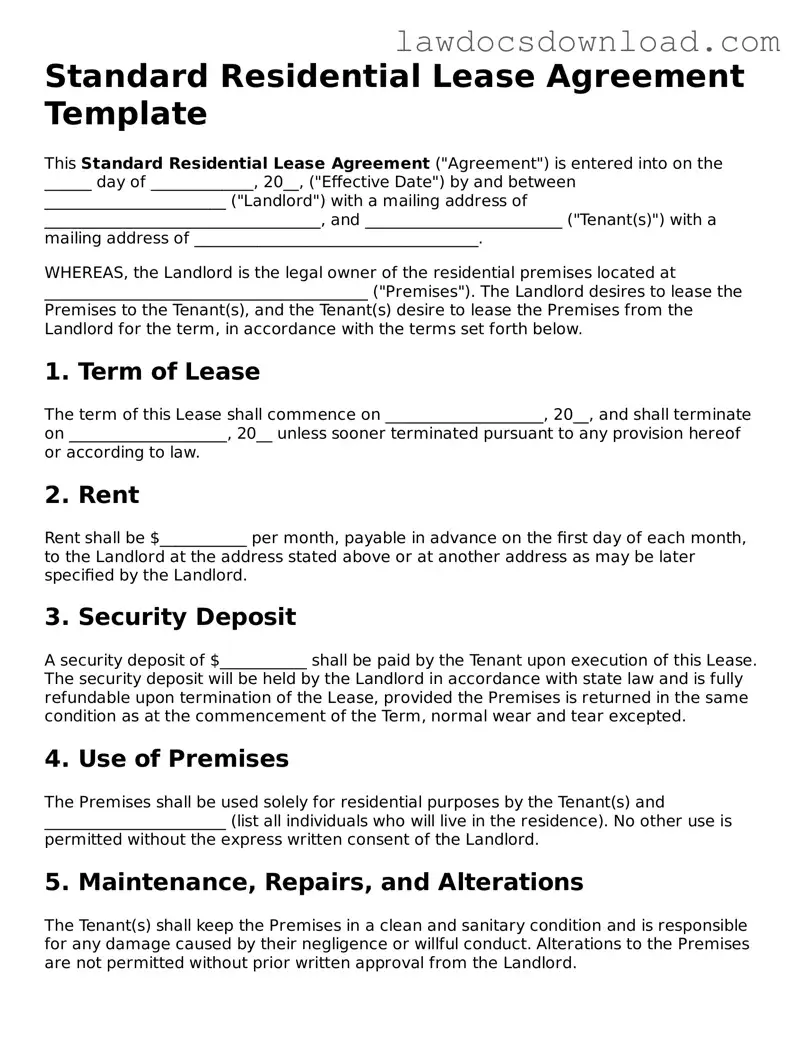 Blank Lease Agreement Template