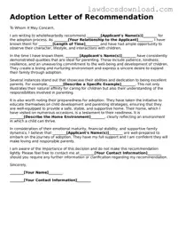 Blank Adoption Letter of Recommendation Template