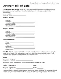 Blank Artwork Bill of Sale Template