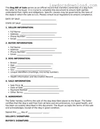Blank Dog Bill of Sale Template