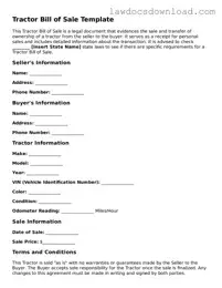 Blank Tractor Bill of Sale Template