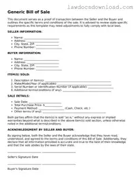 Blank Bill of Sale Template
