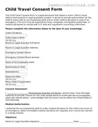 Blank Child Travel Consent Form Template