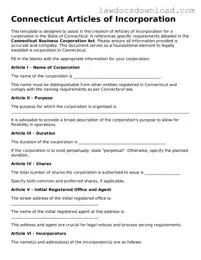 Legal Connecticut Articles of Incorporation Form
