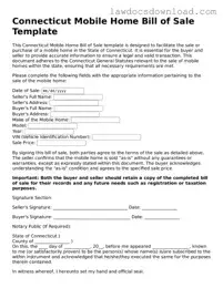 Legal Connecticut Mobile Home Bill of Sale Form