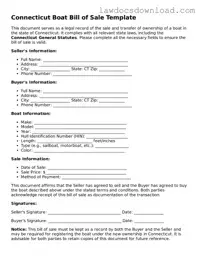 Legal Connecticut Boat Bill of Sale Form