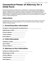 Legal Connecticut Power of Attorney for a Child Form