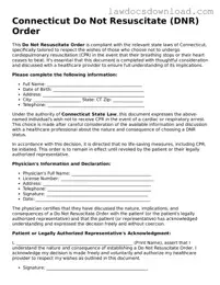 Legal Connecticut Do Not Resuscitate Order Form