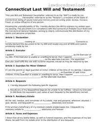 Legal Connecticut Last Will and Testament Form