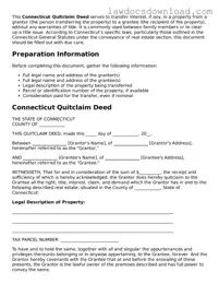 Legal Connecticut Quitclaim Deed Form