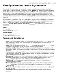 Blank Family Member Lease Agreement Template