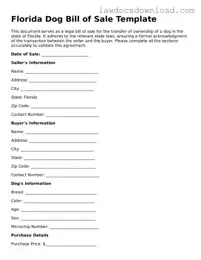 Legal Florida Dog Bill of Sale Form