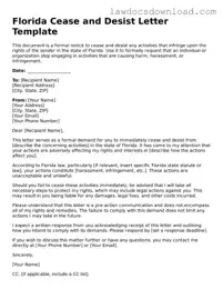 Legal Florida Cease and Desist Letter Form