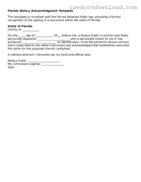 Legal Florida Notary Acknowledgement Form