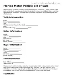 Legal Florida Motor Vehicle Bill of Sale Form