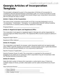 Legal Georgia Articles of Incorporation Form