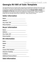 Legal Georgia RV Bill of Sale Form