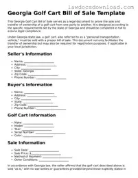 Legal Georgia Golf Cart Bill of Sale Form