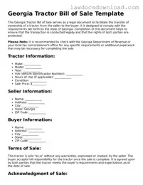 Legal Georgia Tractor Bill of Sale Form