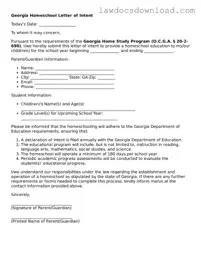 Legal Georgia Homeschool Letter of Intent Form