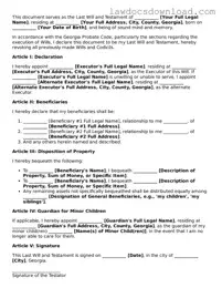 Legal Georgia Last Will and Testament Form