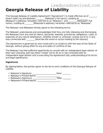 Legal Georgia Release of Liability Form